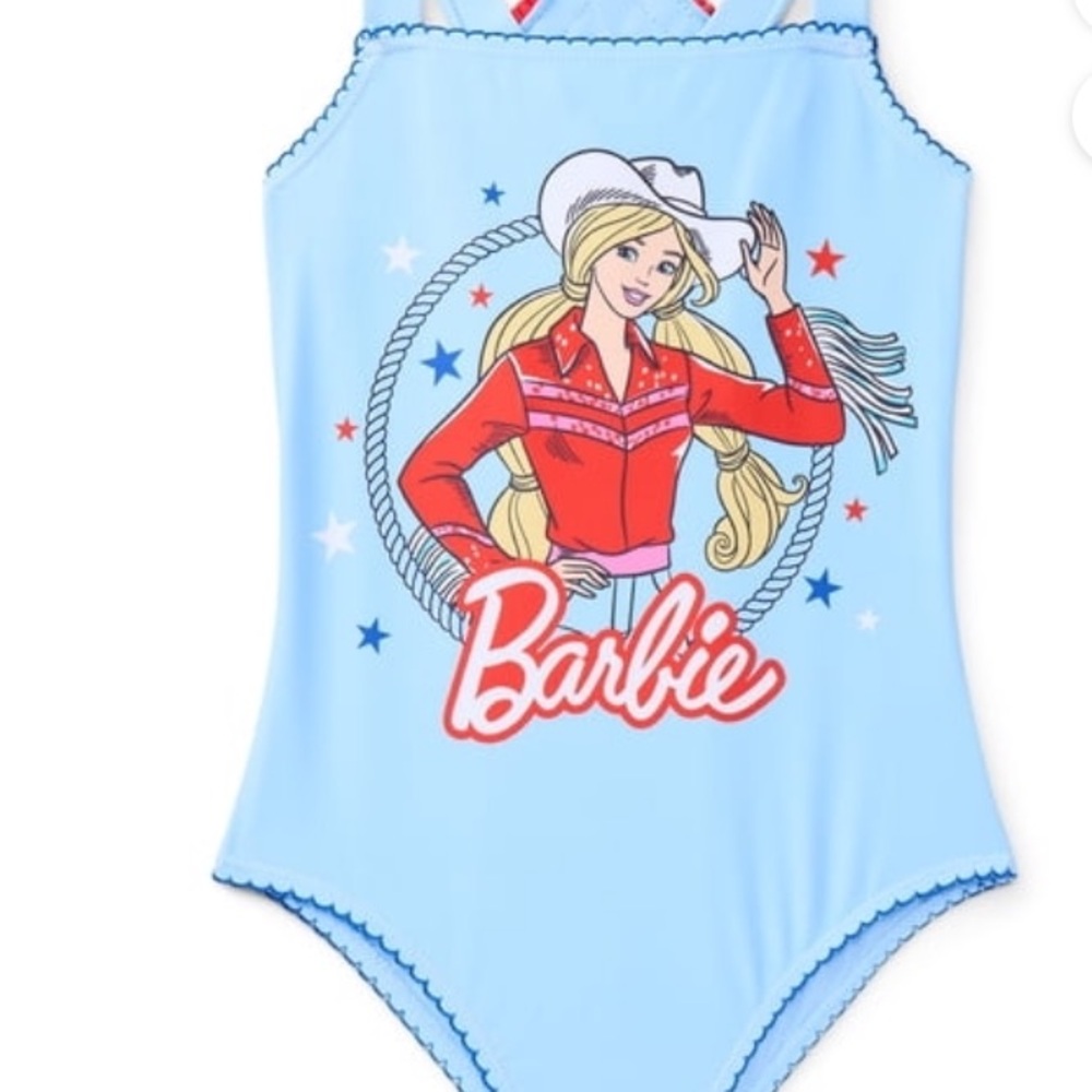Barbie Girls Light Blue Kids Swimwear with Red Accents